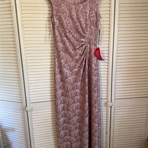 Tahari Mauve Lace Maxi Dress